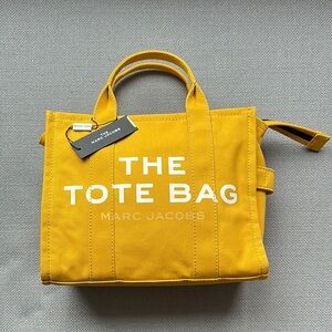 Marc Jacobs Yellow Canvas Tote Bag with Bold Text